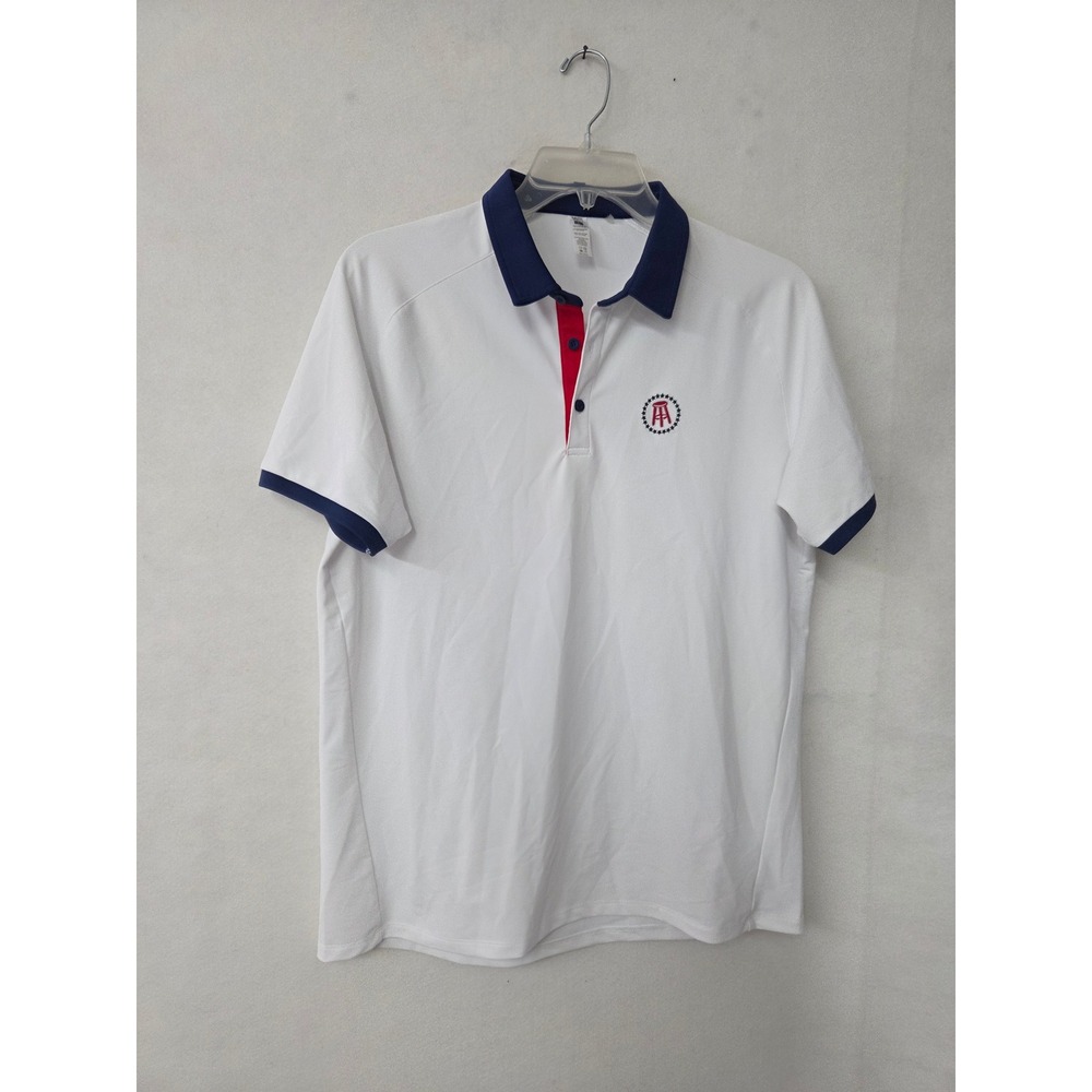 UNRL Barstool Sports Golf Polo Mens Large White Navy Red Performance Stretch